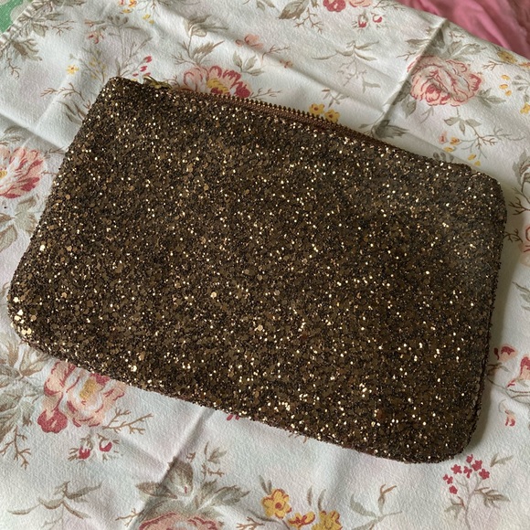 Ann Taylor Bronze Glitter Zip Pouch - Picture 2 of 4